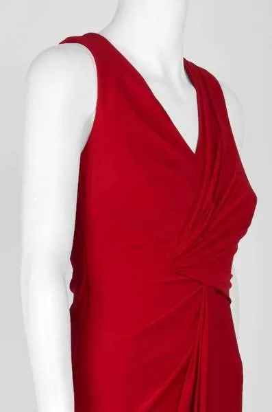 Adrianna Papell - Gathered Bodice Draped Jersey Gown AP1E202251 - 1 pc Cardinal In Size 6 Available