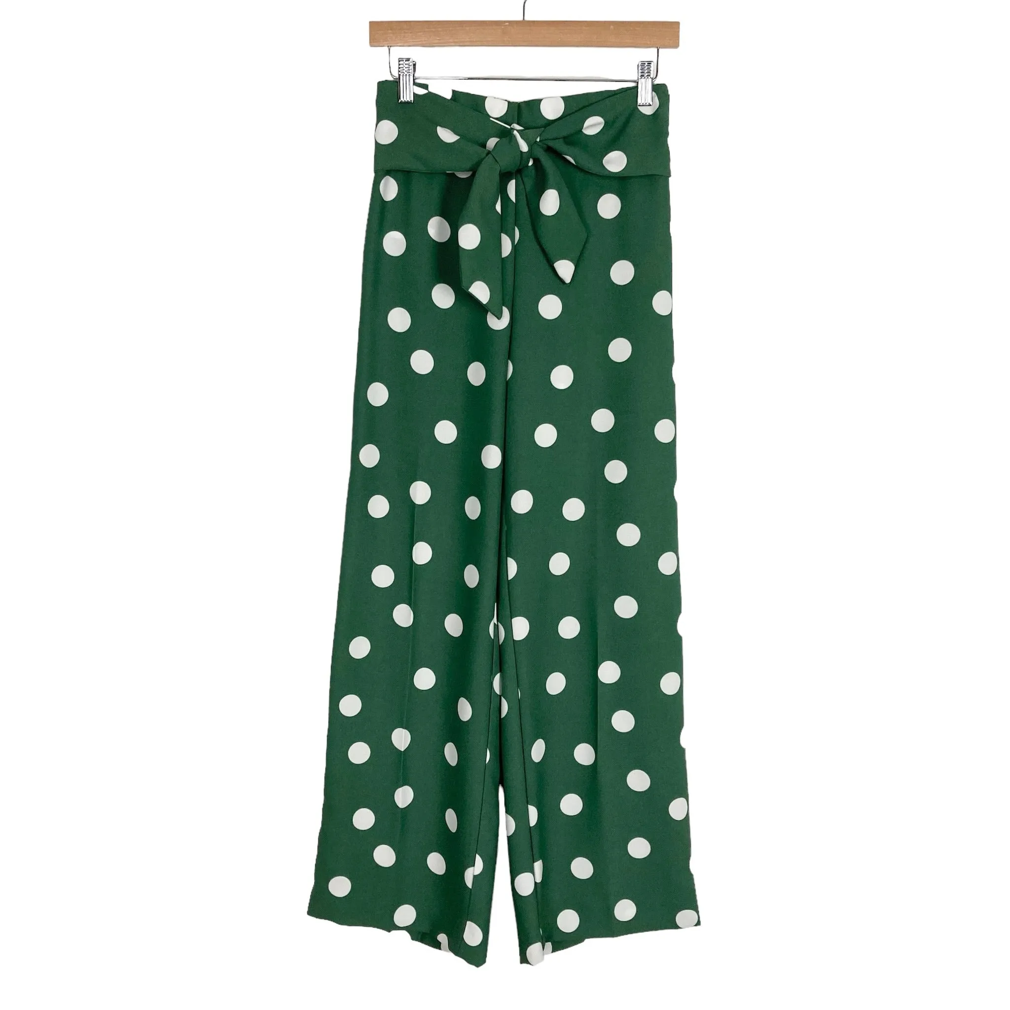 Ann Taylor Fresh Green with Ivory Polka Dots Sarong Pants NWT- Size XS (Inseam 30”)