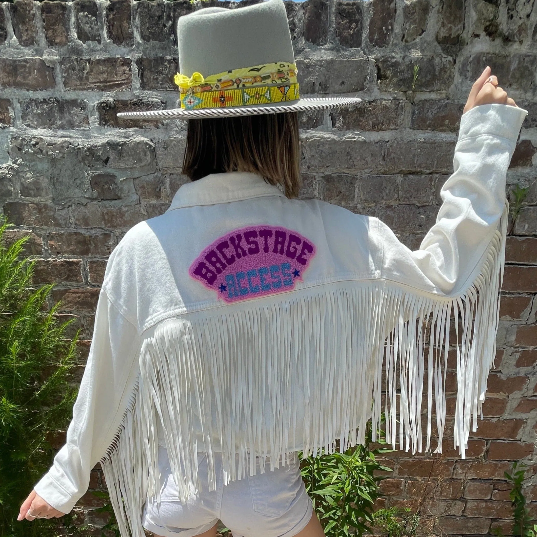 Backstage Access White Fringe Jacket