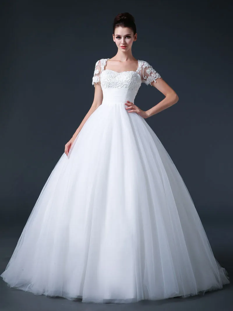 Ball Gown Debutante Dress with Short Sleeves CC3012