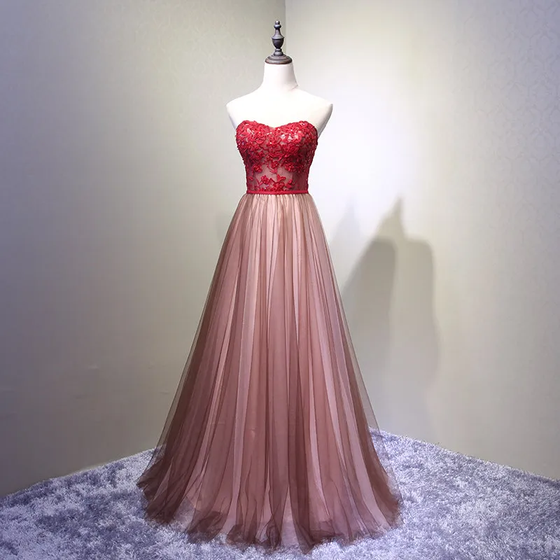 Beautiful Red and Pink Sweetheart A-line Junior Prom Dress, Prom Gown, Party Dress