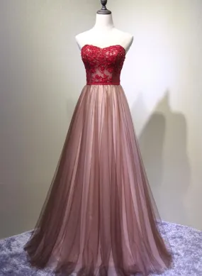 Beautiful Red and Pink Sweetheart A-line Junior Prom Dress, Prom Gown, Party Dress