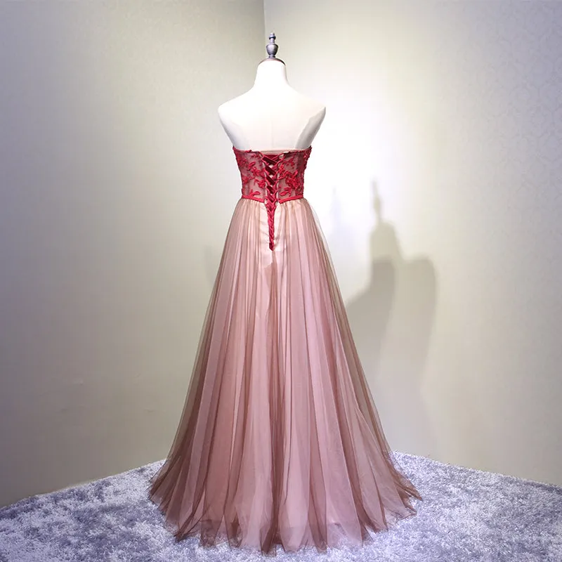 Beautiful Red and Pink Sweetheart A-line Junior Prom Dress, Prom Gown, Party Dress