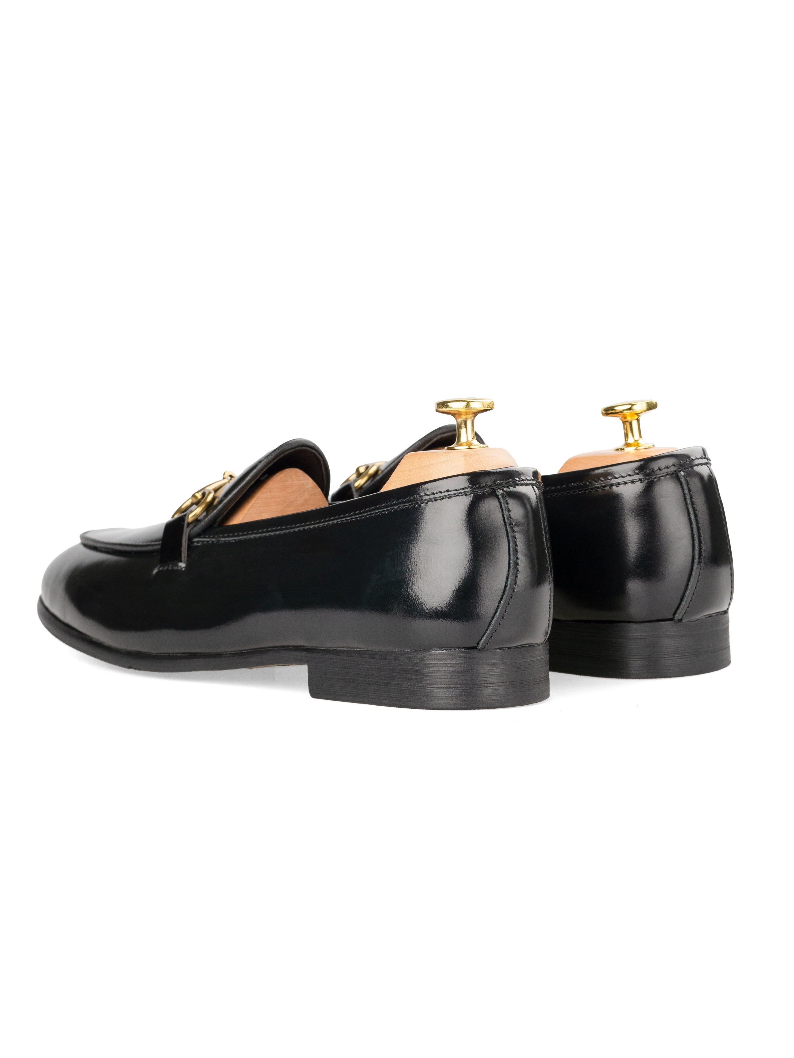 Belgian Loafer Horsebit Buckle - Black Patent (Gold Buckle)