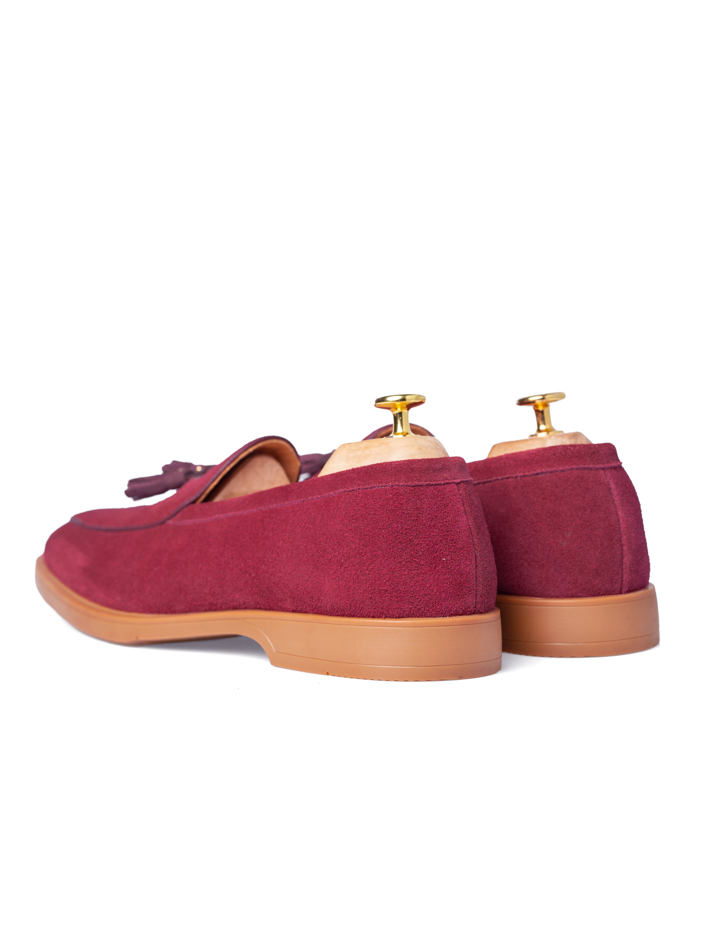 Belgian Loafer Tassel - Maroon Suede Leather (Soflex Sole)