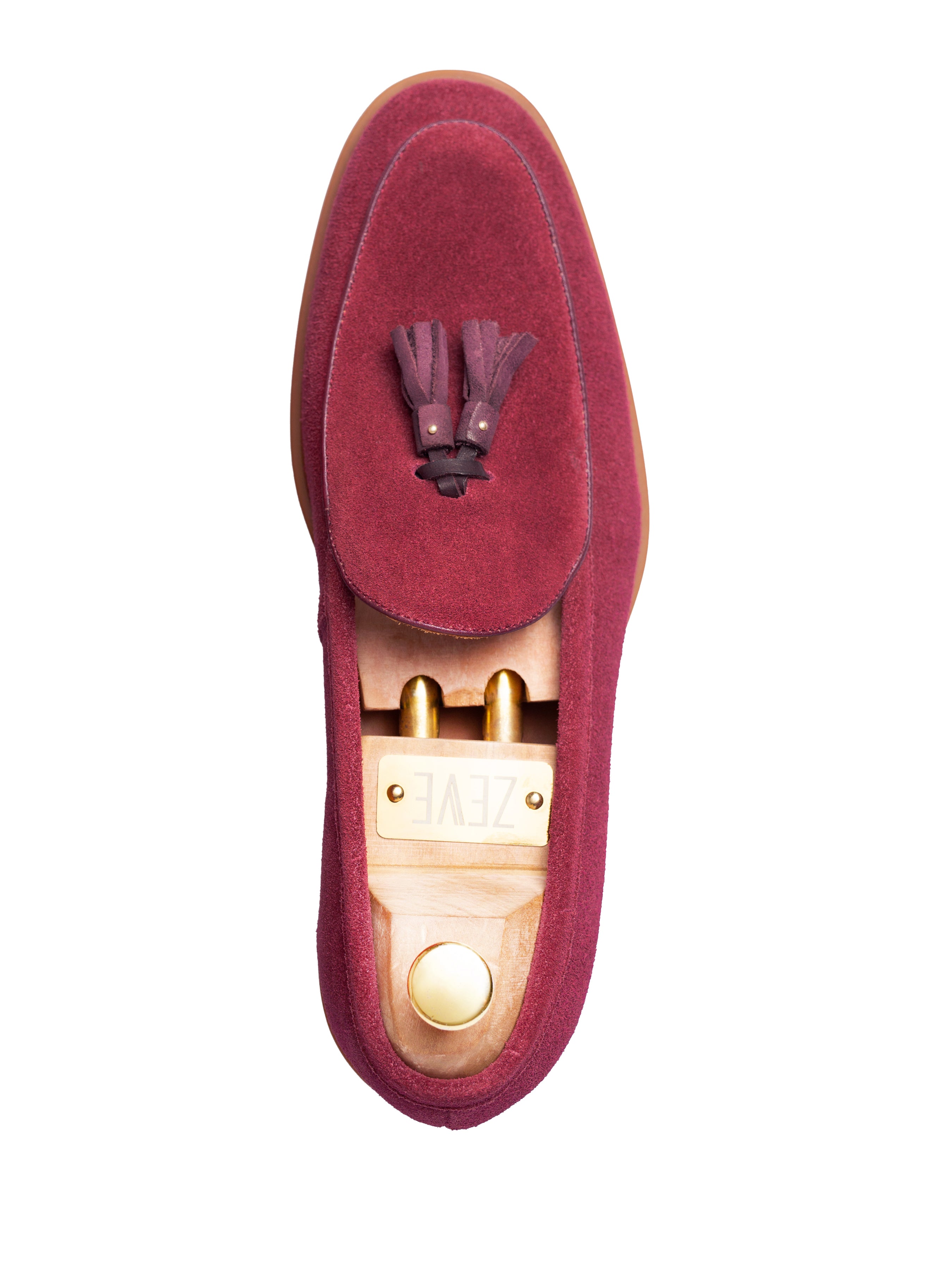 Belgian Loafer Tassel - Maroon Suede Leather (Soflex Sole)