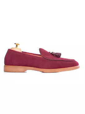 Belgian Loafer Tassel - Maroon Suede Leather (Soflex Sole)