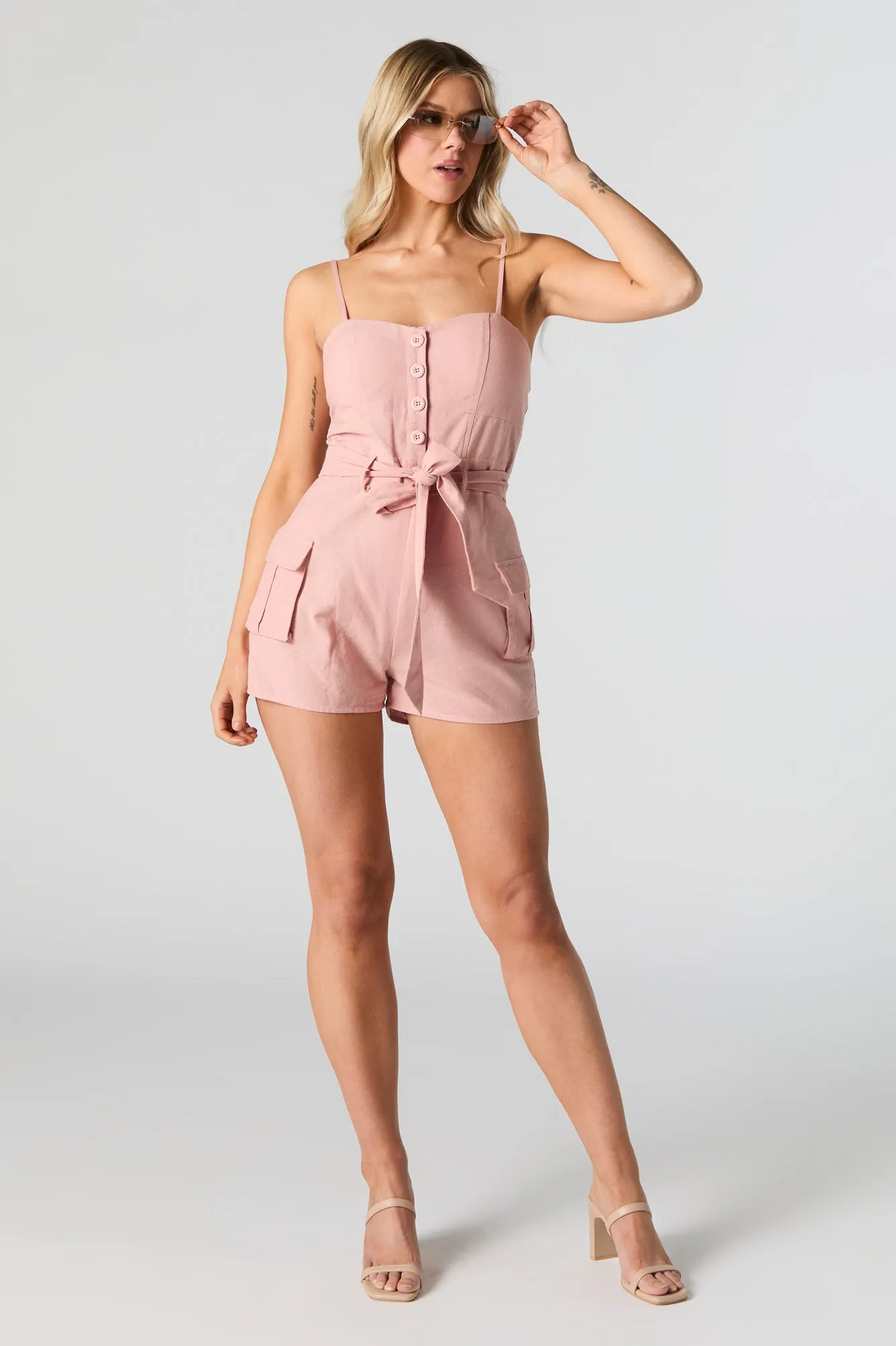 Belted Buttoned Romper