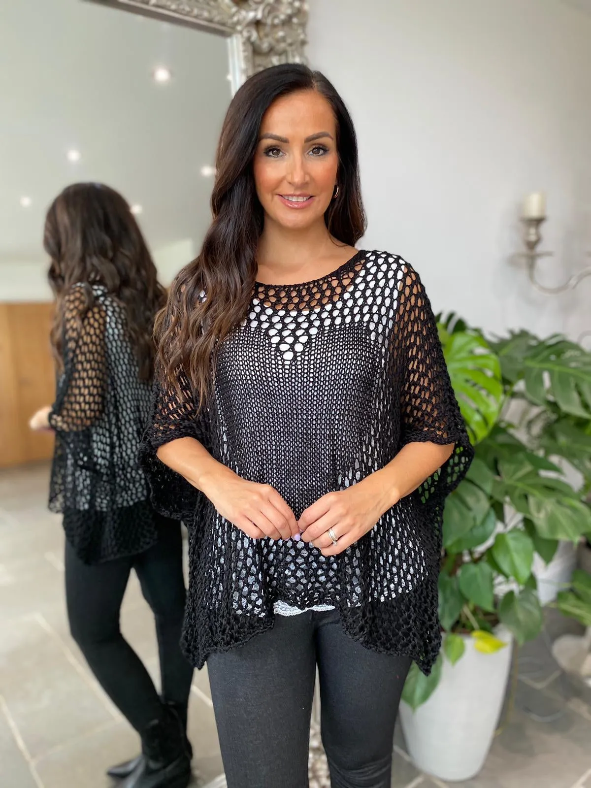 Black Loose Knit Heart Top Melody