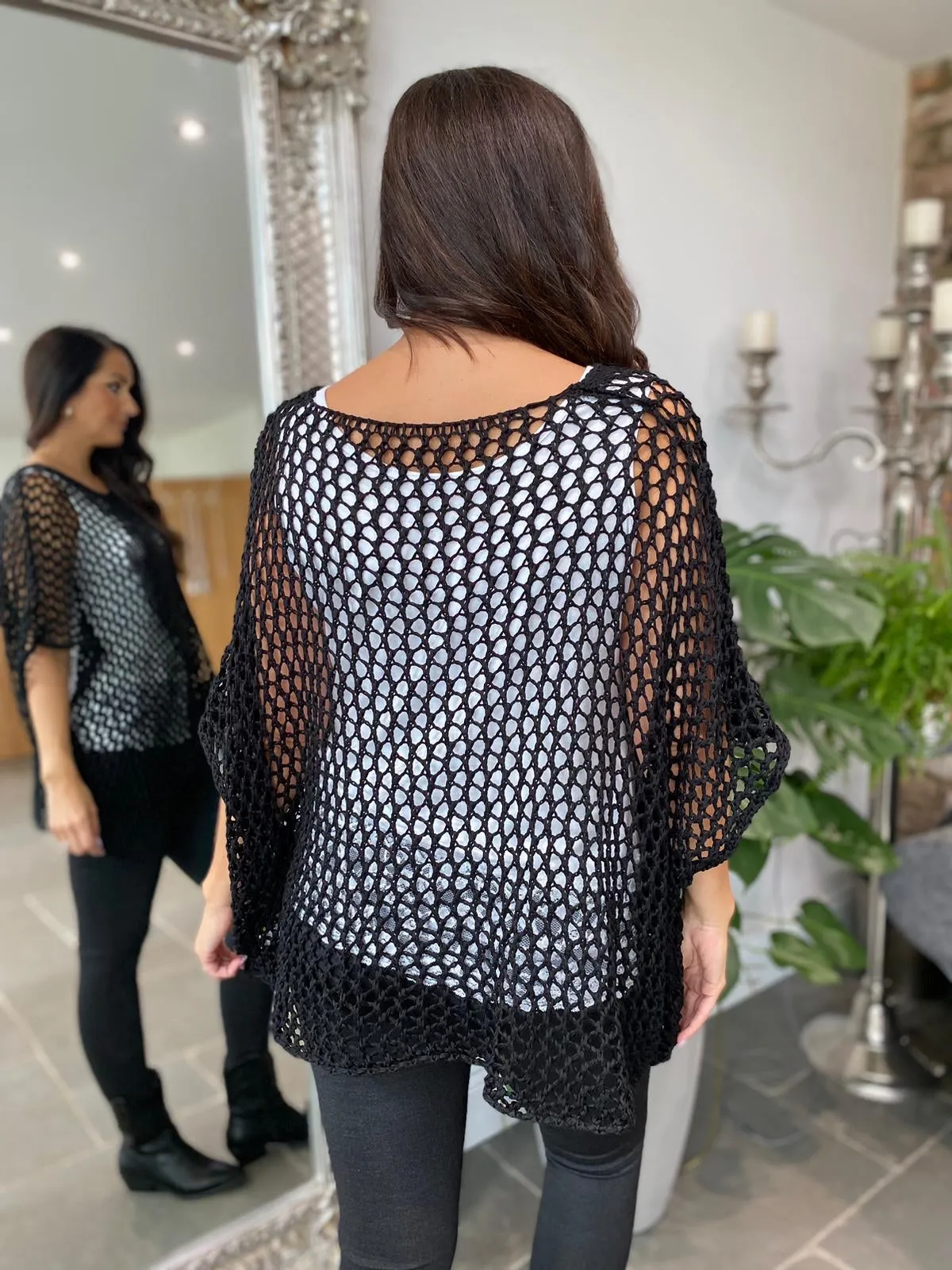 Black Loose Knit Heart Top Melody