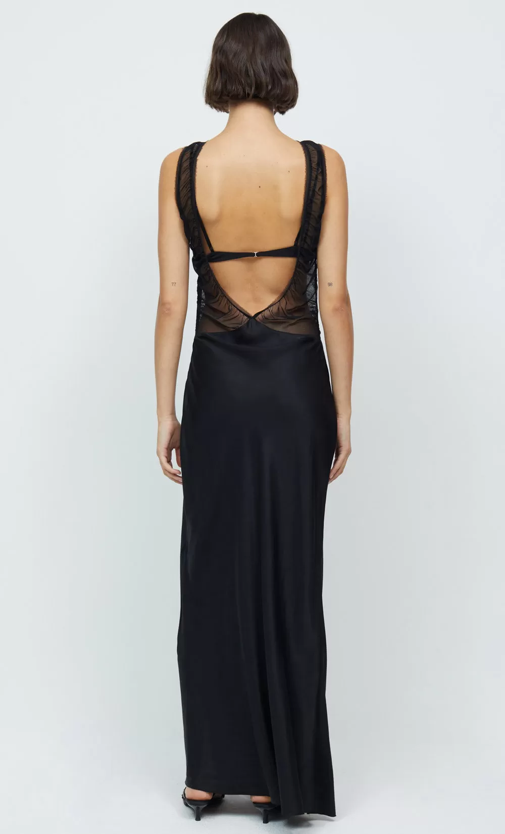 Black Mesh Naomi Split Maxi Dress