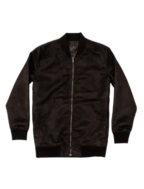 Black Microfiber Suede Bomber Jacket