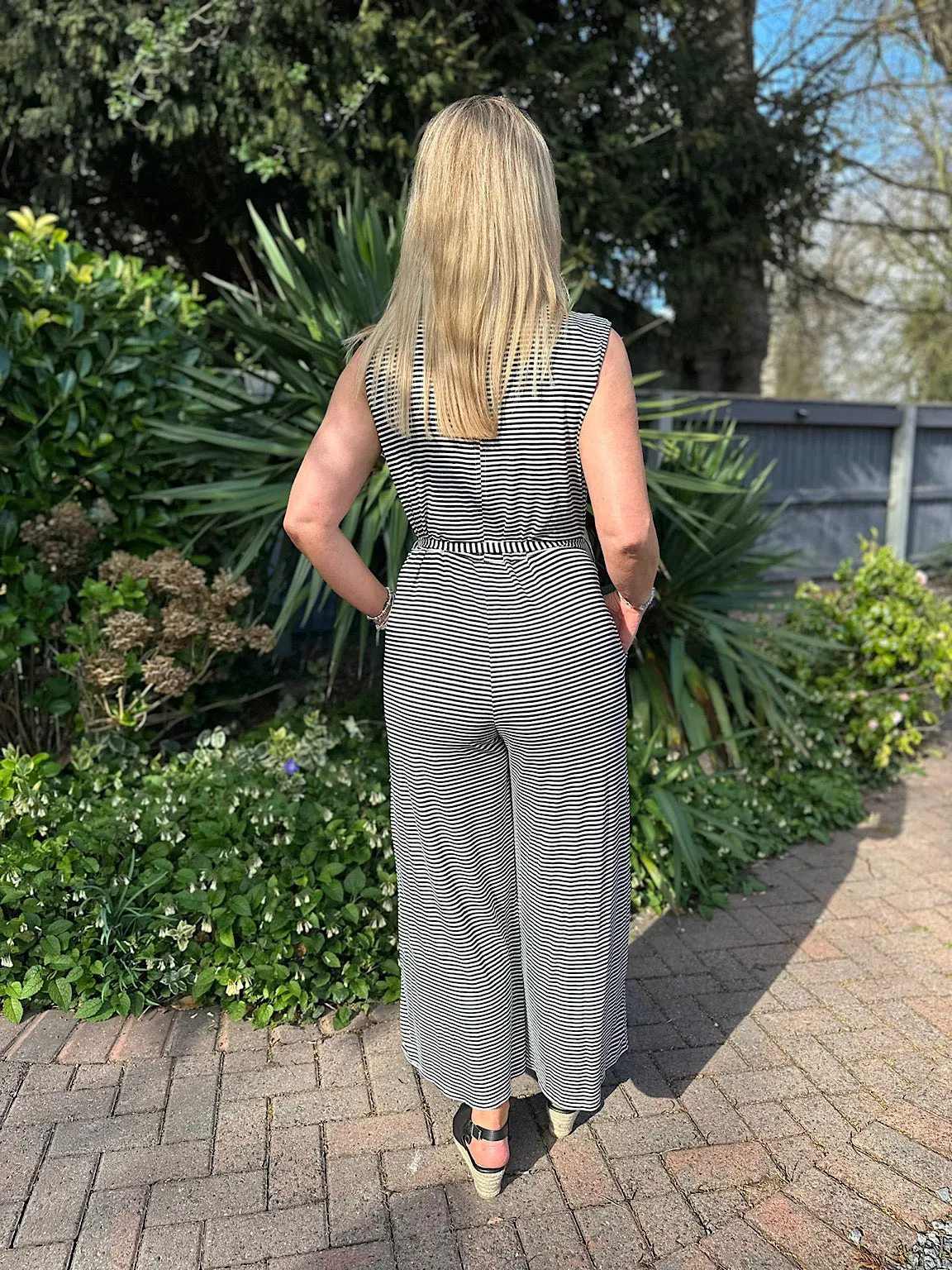 Black Sleeveless Striped Jumpsuit Janet