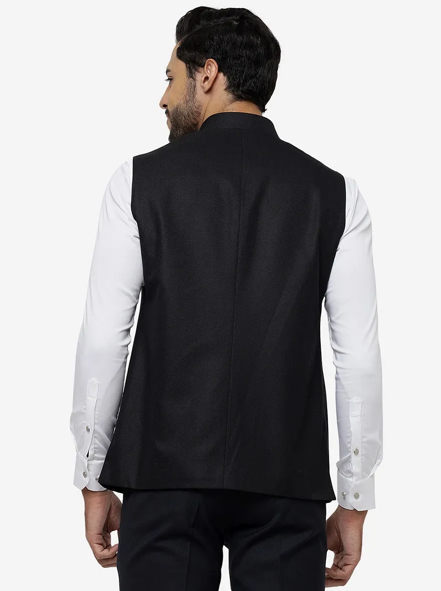 Black Solid Regular Fit Modi Jacket | JadeBlue