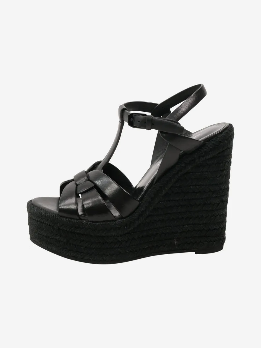   Black Tribute woven leather wedge sandals - size EU 38.5