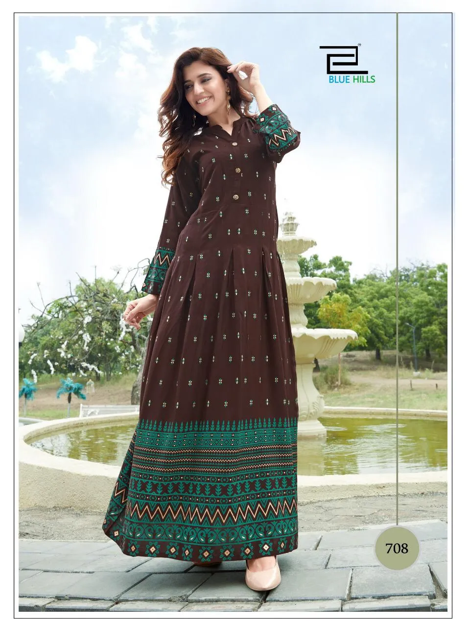 Blue Hills Presents Walkway Vol 7 Rayon Printed Long Gown Type Stylish Designer Kurtis Collection