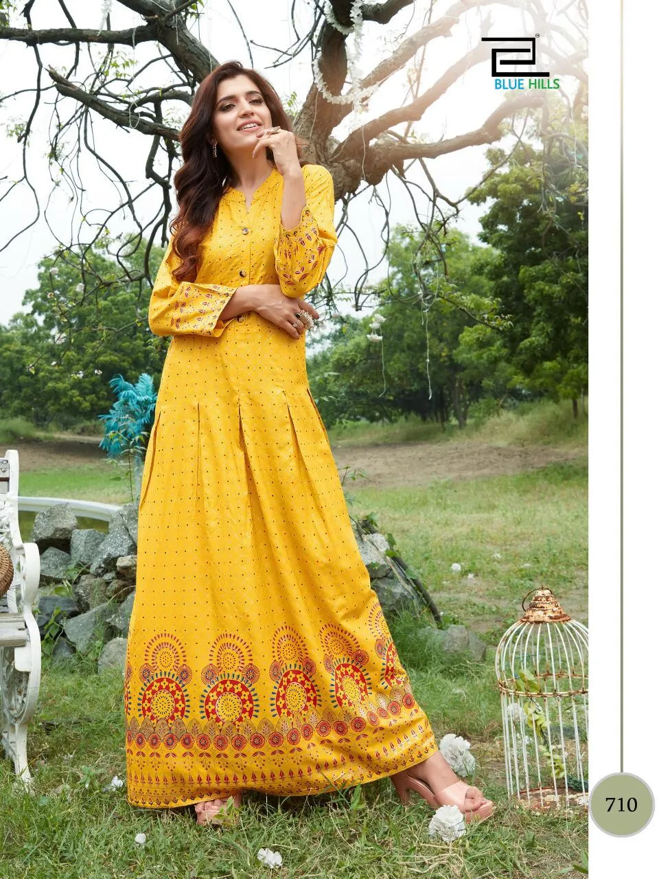 Blue Hills Presents Walkway Vol 7 Rayon Printed Long Gown Type Stylish Designer Kurtis Collection