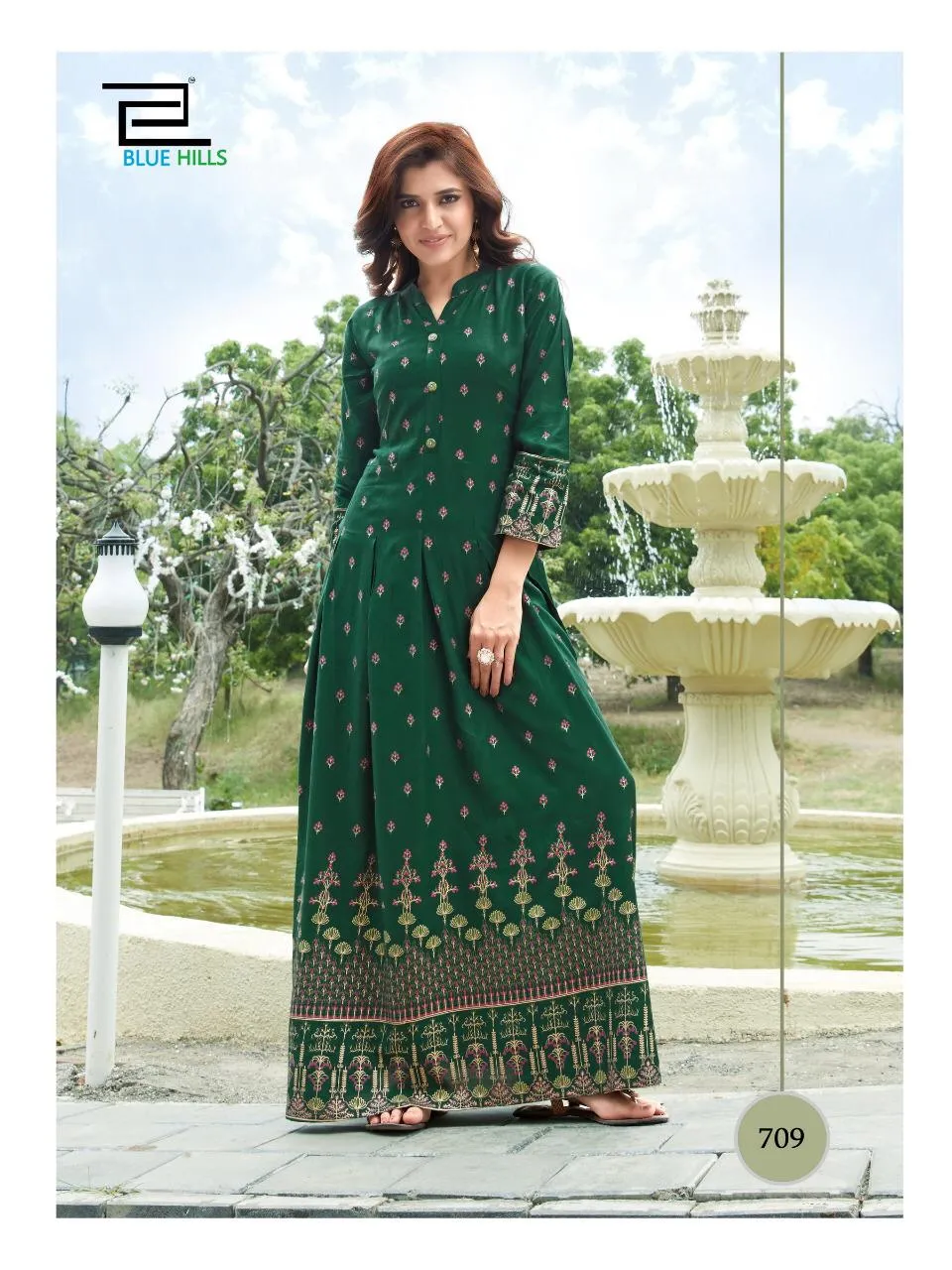 Blue Hills Presents Walkway Vol 7 Rayon Printed Long Gown Type Stylish Designer Kurtis Collection