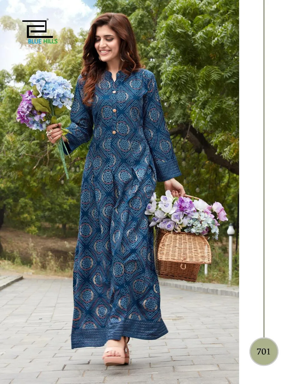 Blue Hills Presents Walkway Vol 7 Rayon Printed Long Gown Type Stylish Designer Kurtis Collection