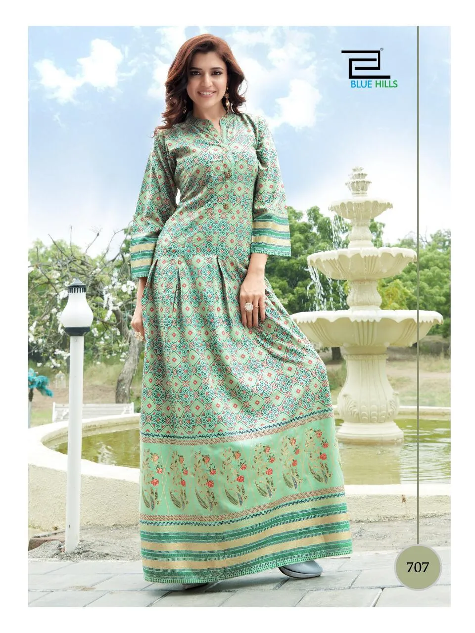 Blue Hills Presents Walkway Vol 7 Rayon Printed Long Gown Type Stylish Designer Kurtis Collection