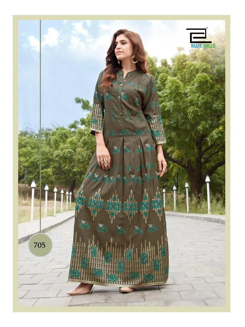 Blue Hills Presents Walkway Vol 7 Rayon Printed Long Gown Type Stylish Designer Kurtis Collection