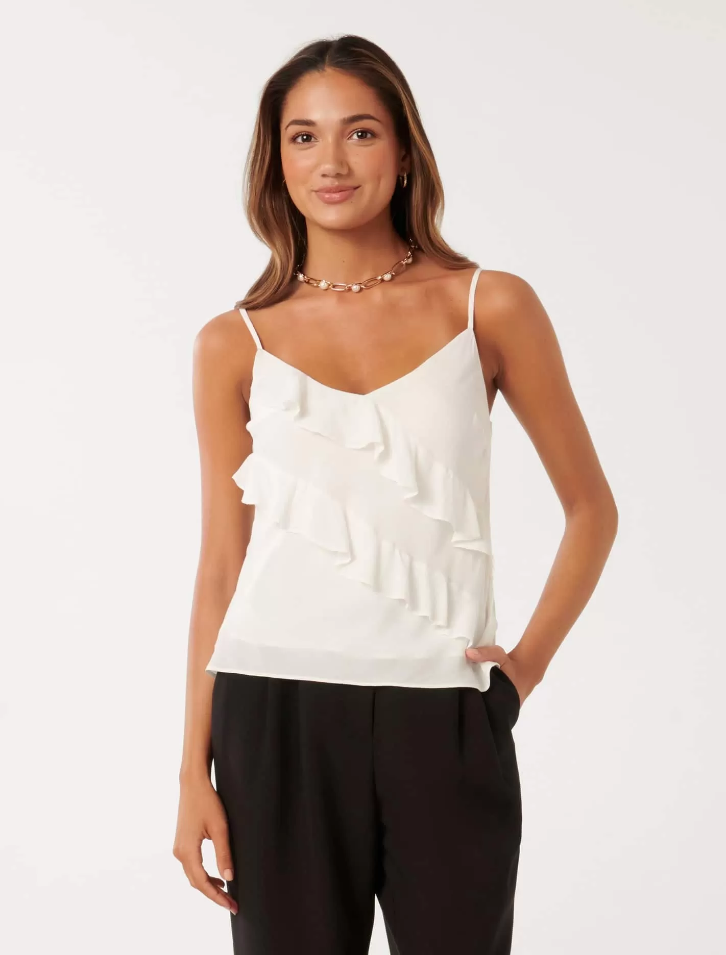 Bradshaw Petite Bias Ruffle Cami Top