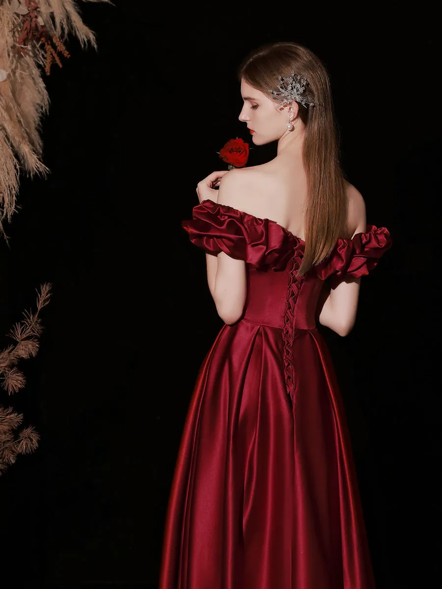 Burgundy Princess Cinderella Prom Dress Ball Gown