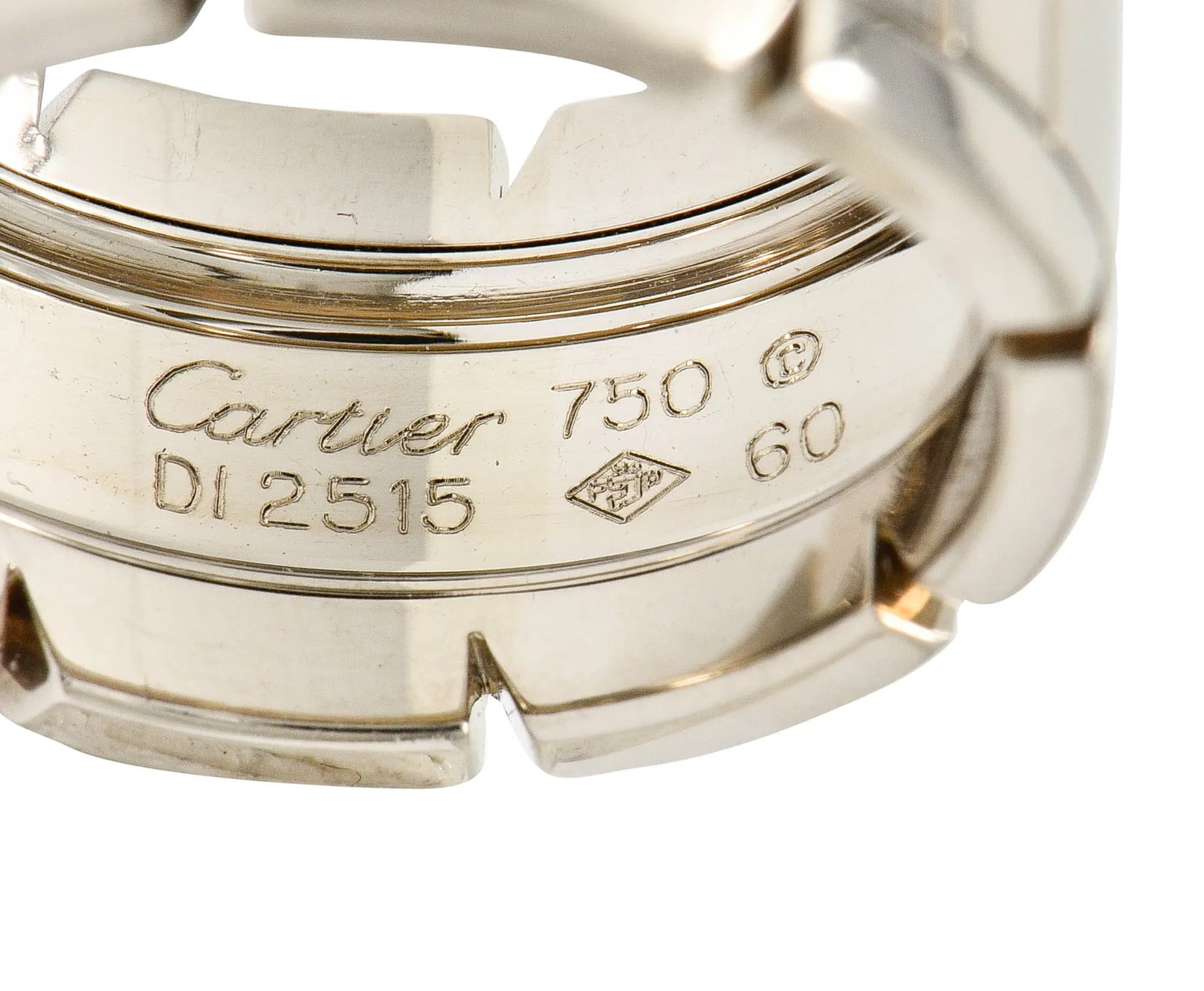 Cartier Vintage 18 Karat White Gold Unisex Tank Francaise Band Ring