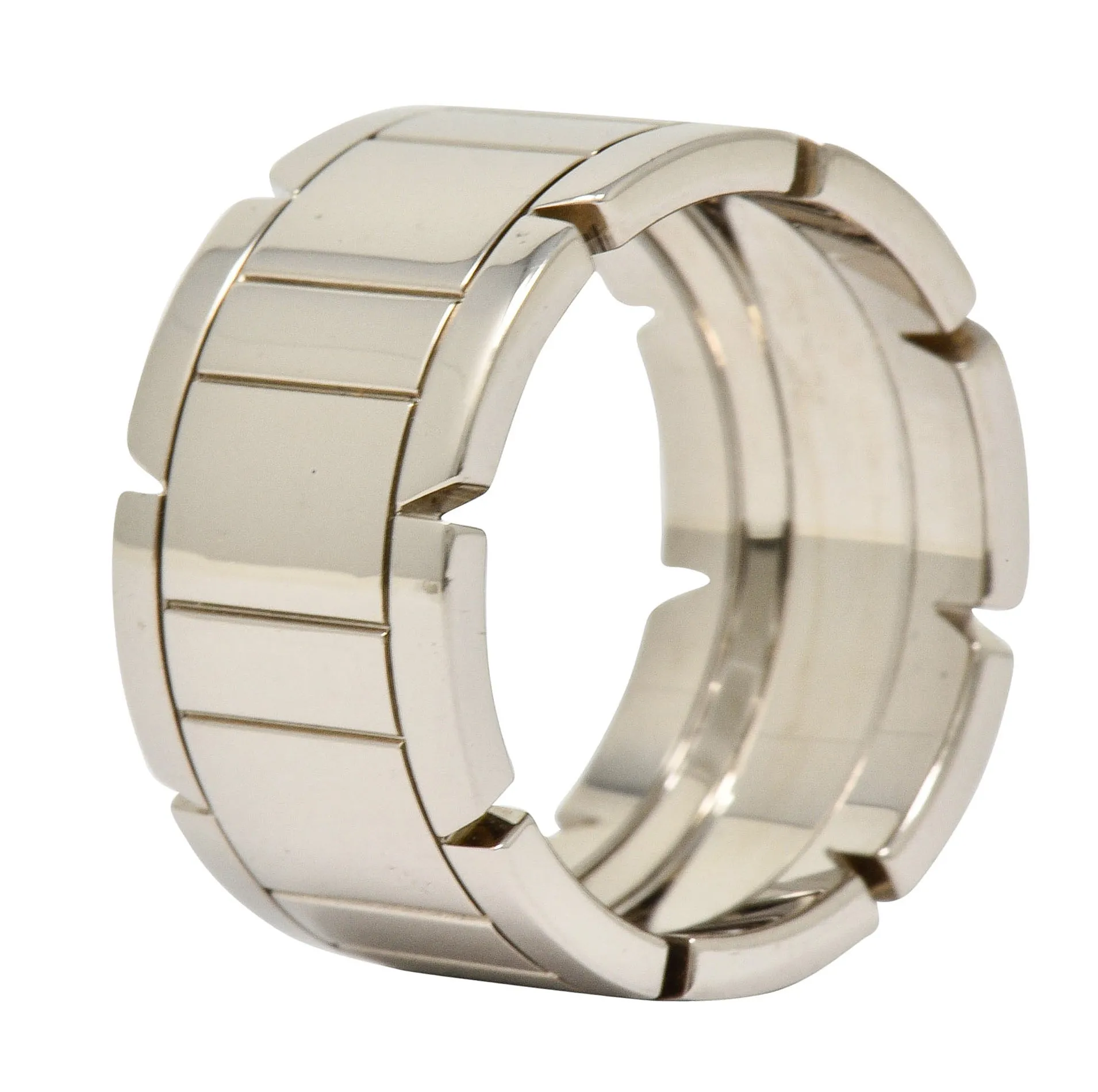 Cartier Vintage 18 Karat White Gold Unisex Tank Francaise Band Ring