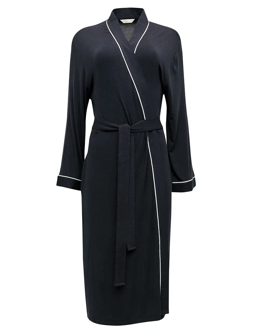 Charcoal Jersey Long Dressing Gown