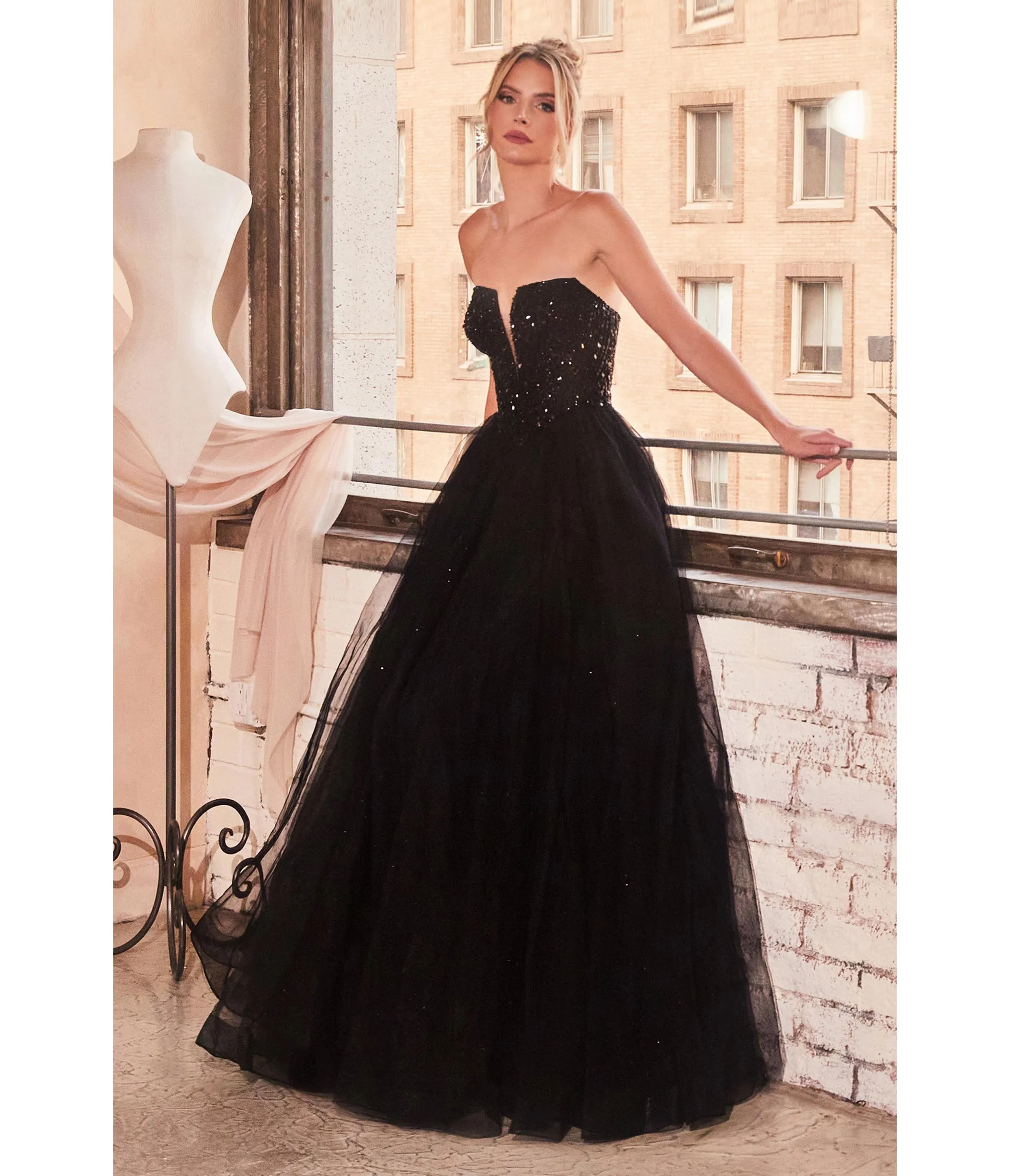 Cinderella Divine Black Glitter Bodice & Tulle Prom Ball Gown