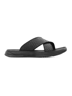 Cross Strap Sandal - Black Woven (Cloud Sole)