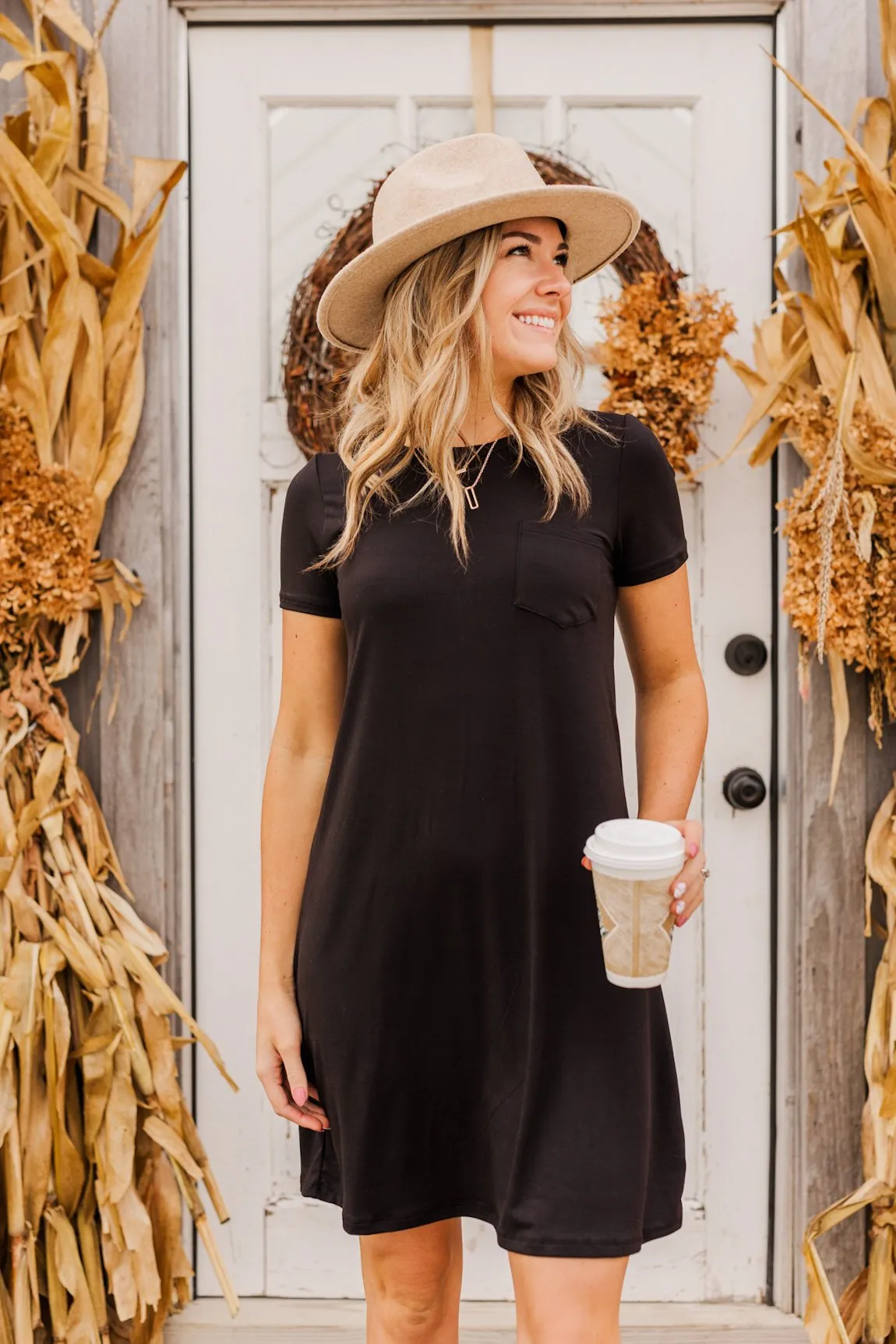 Cute & Comfy Pocket Dress- Black