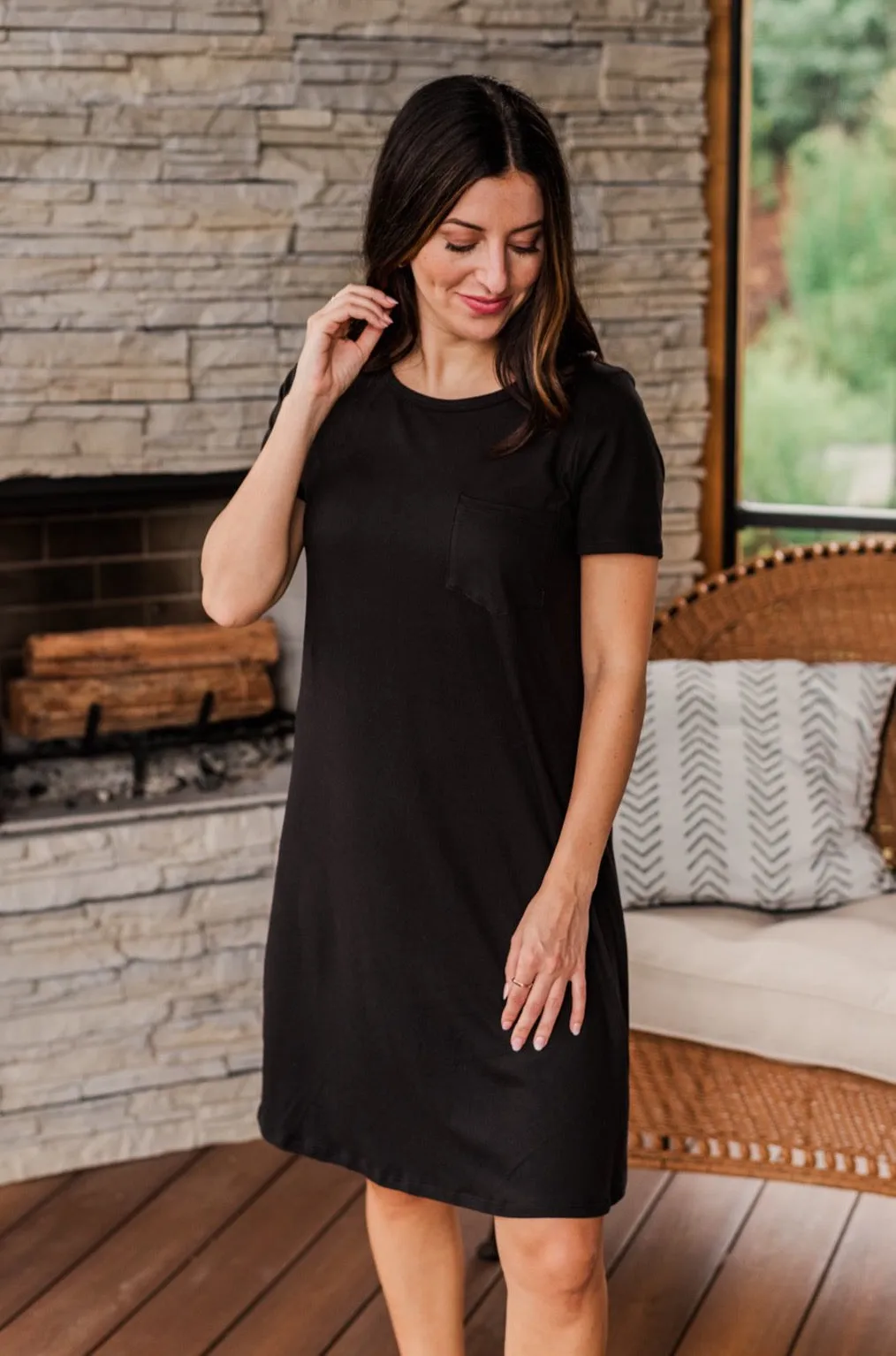 Cute & Comfy Pocket Dress- Black