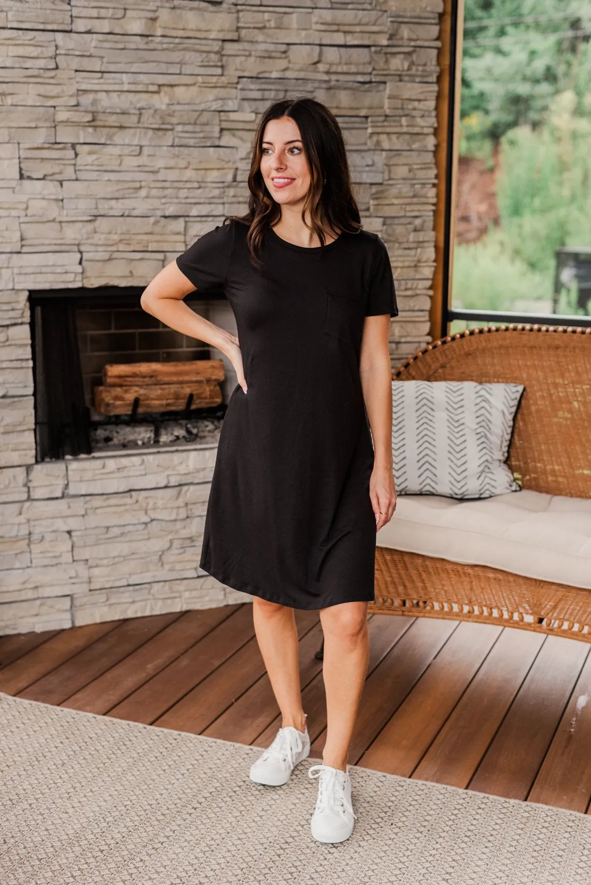 Cute & Comfy Pocket Dress- Black