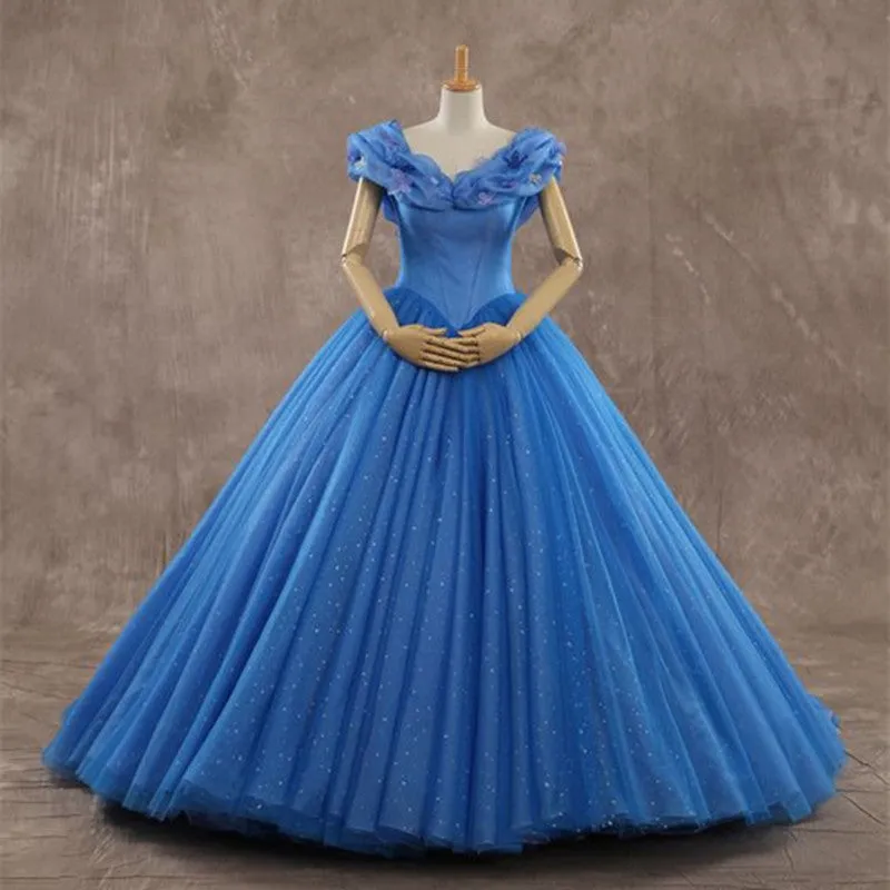 Disney Princess Blue Masquerade Ball Gown Cinderella Prom Dress