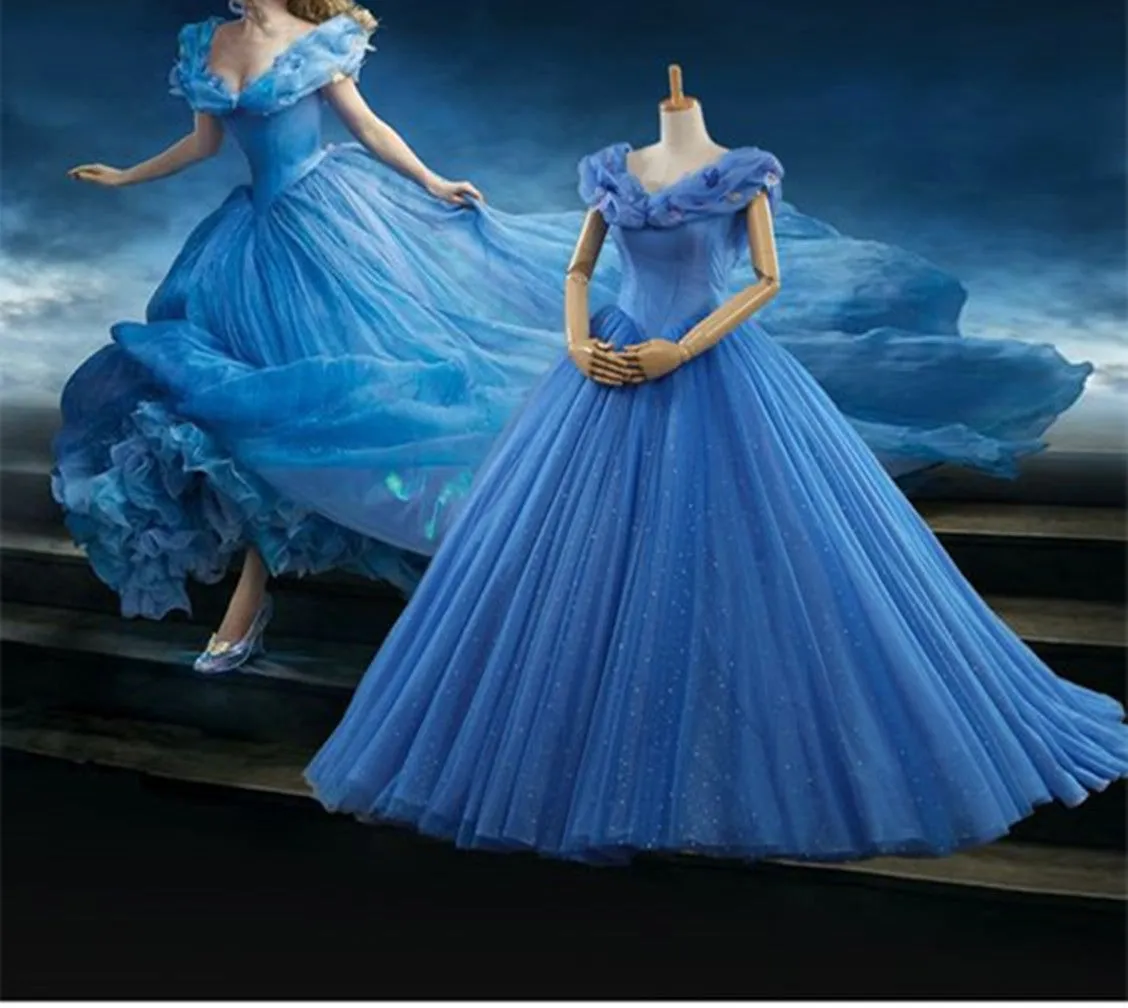 Disney Princess Blue Masquerade Ball Gown Cinderella Prom Dress