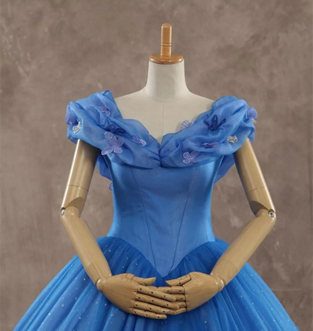 Disney Princess Blue Masquerade Ball Gown Cinderella Prom Dress