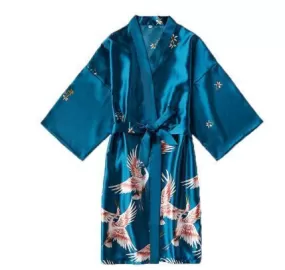 Dove Silk Satin Nightgown-Kimono Robe