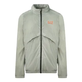 Ea7 Orange Logo On Chest Neutral Grey Jacket