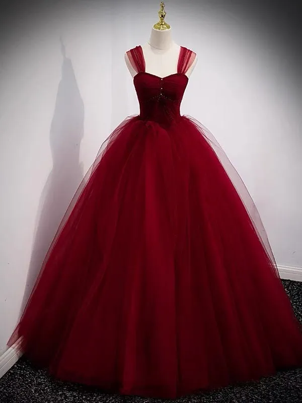 Fairytale Tulle Burgundy Sweet 16th Dress Ball Gown for Prom