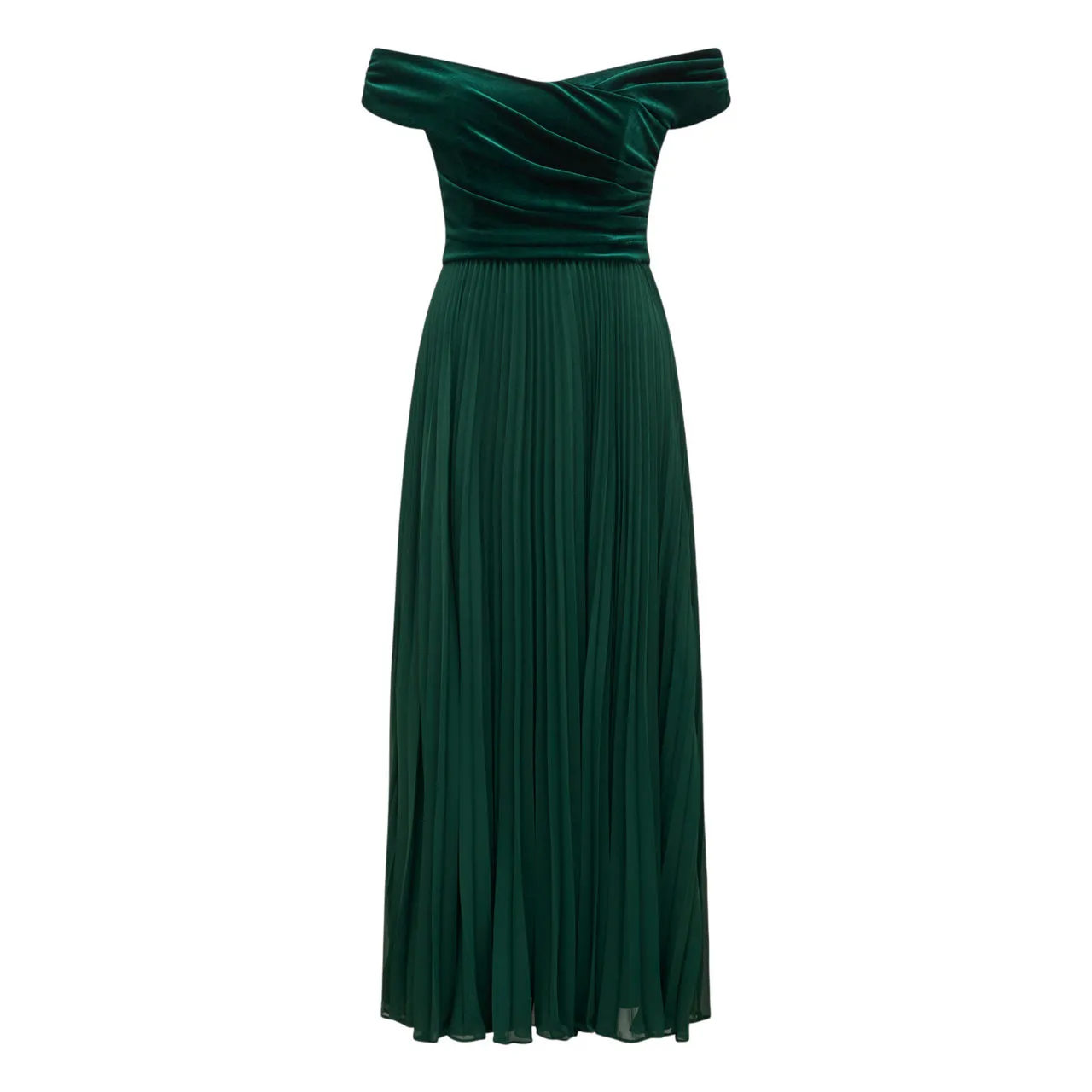 FOREVER NEW Rebecca Off-The-Shoulder Gown - Green