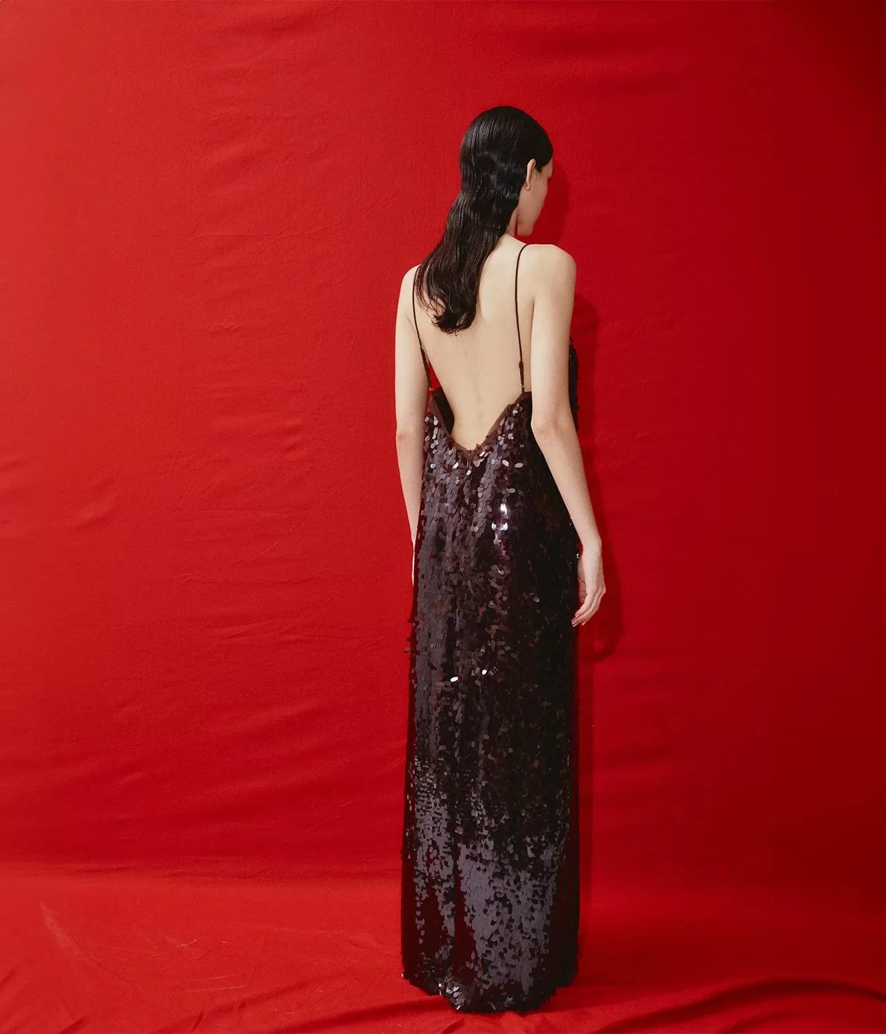 GEANIE SEQUIN GOWN- BURGANDY