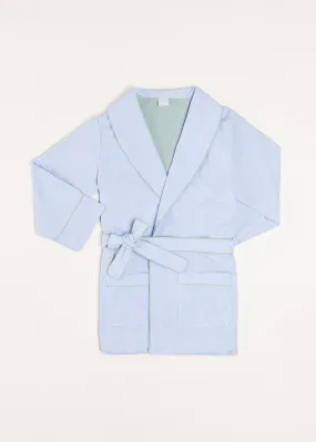 Gingham Contrast Piping Dressing Gown in Blue (2-10yrs)