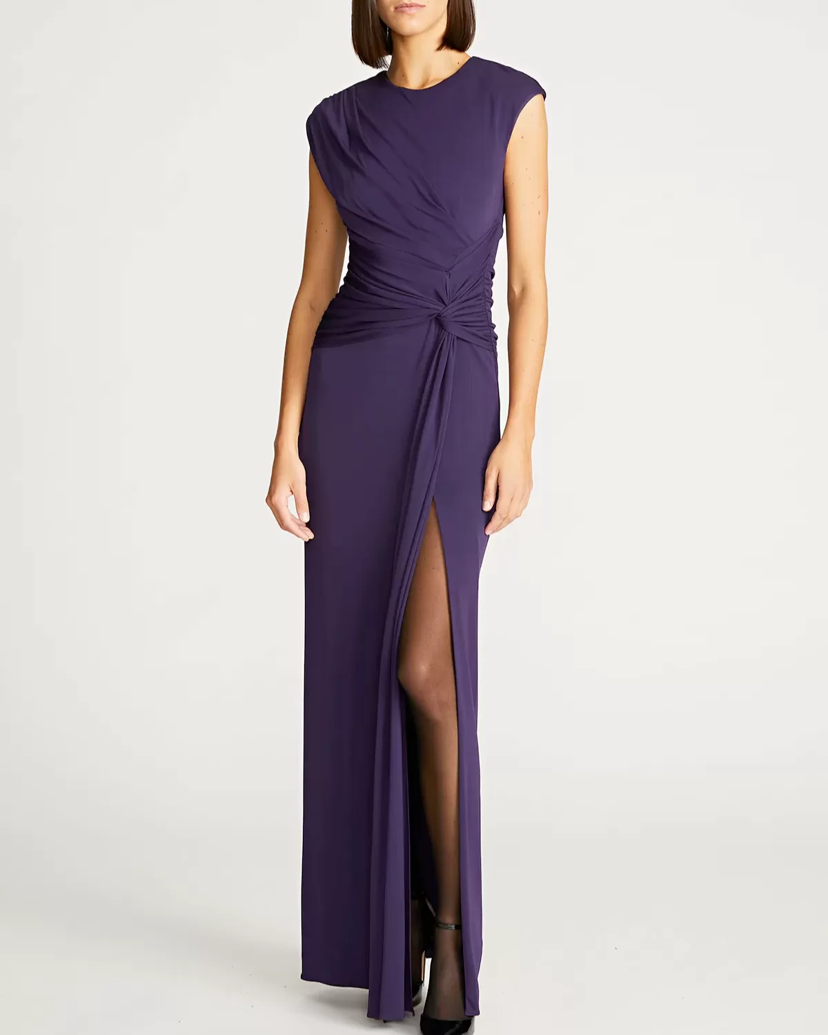 Giovanna Gown in Matte Jersey (Aubergine)