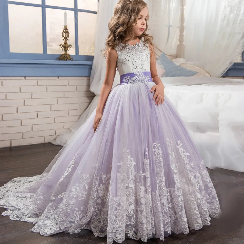 Girls Princess Ball Gown Party Dress Birthday Dress