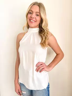 Haddie High Neck White Tank Top