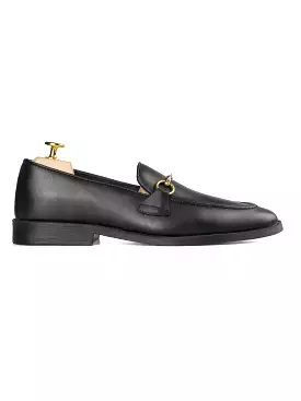 Horsebit Buckle Loafer - Solid Black Leather (Flexi-Sole)