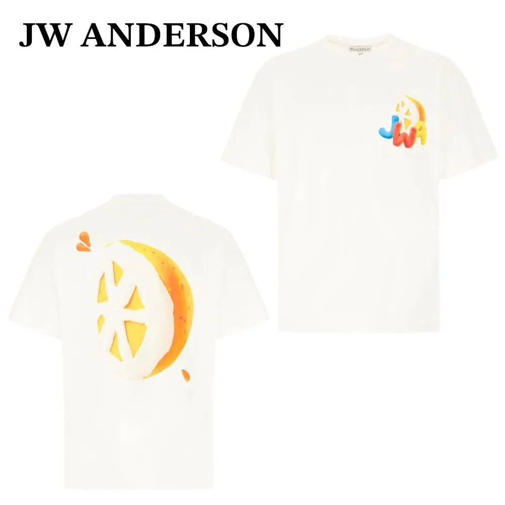 J W ANDERSON  |Crew Neck Blended Fabrics Plain Cotton Short Sleeves Logo