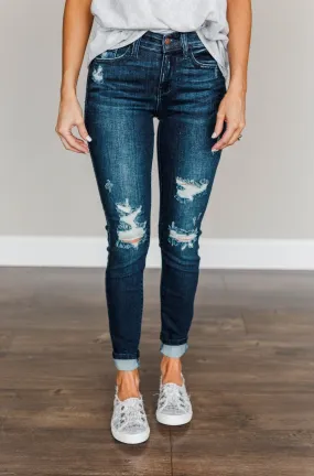 Judy Blue Distressed Skinny Jeans- Samantha Wash